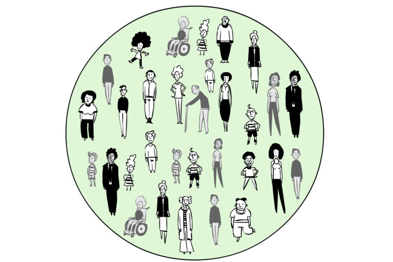 Symbol image for inclusion: different people are shown inside a circle
